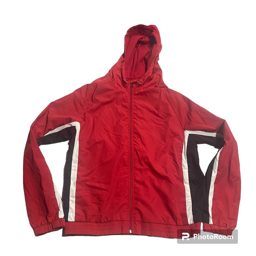 LCKR Windbreaker Jacket Men's Size Medium Red White BLack LMJK058 Nylon